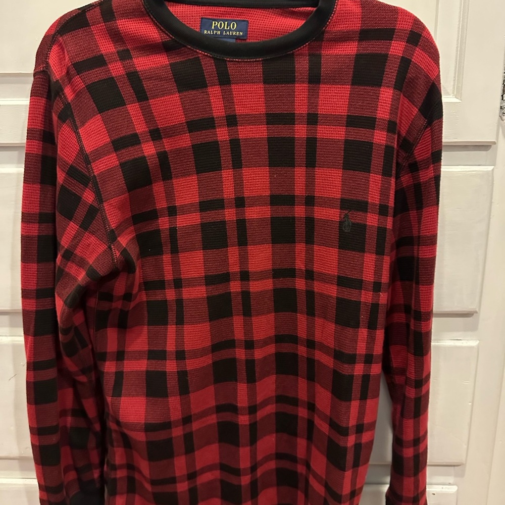 Polo Ralph Lauren Buffalo Plaid Waffle knit Thermal pony pullover Small